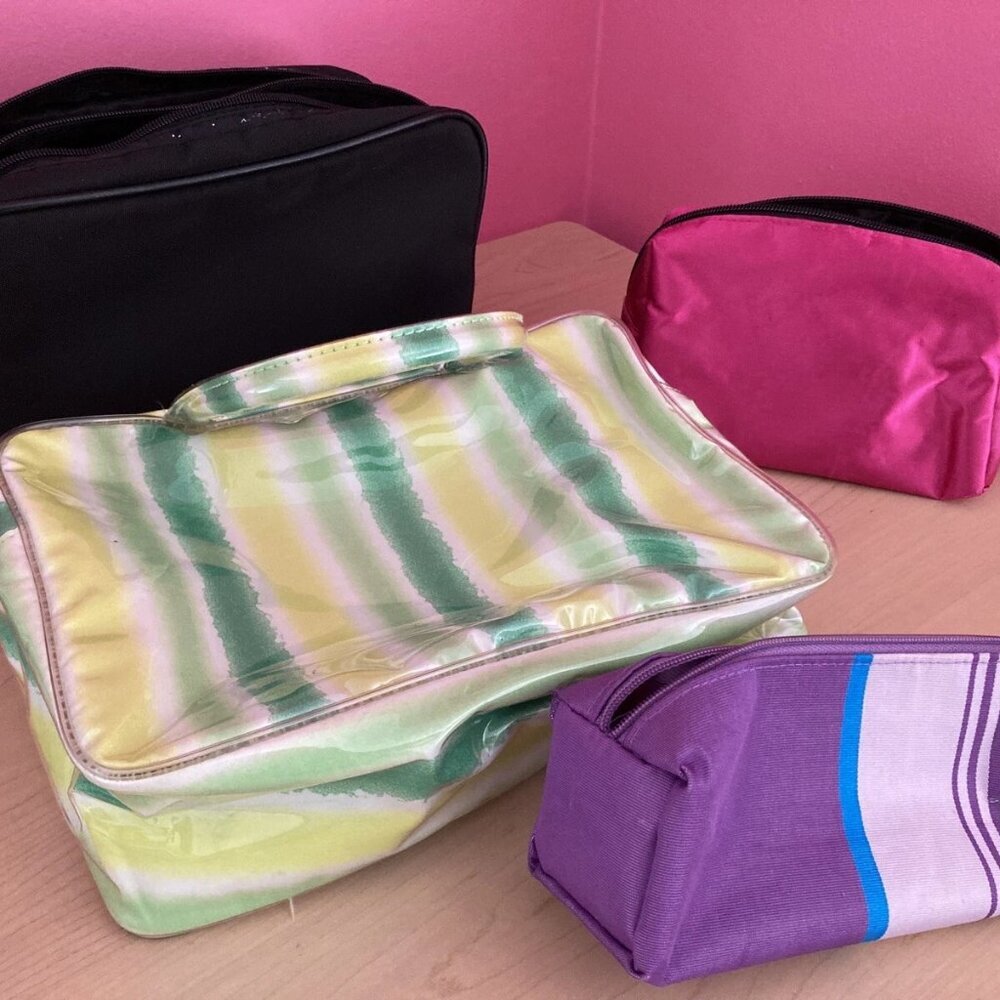 Cosmetic Bags - LOT of 4 - Estée Lauder and Clinique Purple and Green